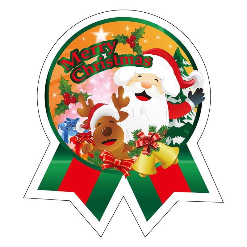 カミイソ産商 エースラベル クリスマス リボン 緑箔 C-0500 300枚/袋(ご注文単位1袋)【直送品】