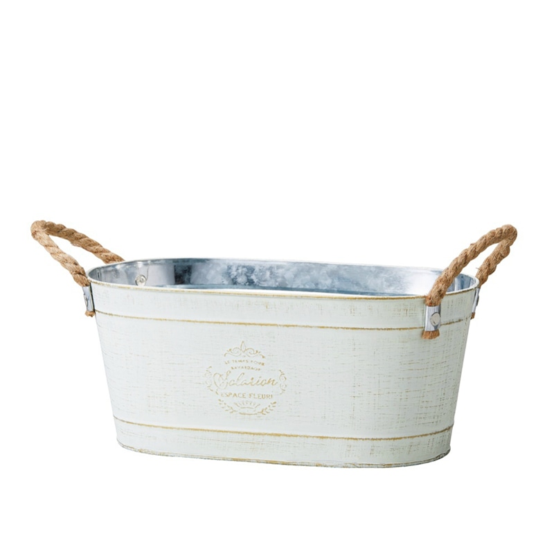 ケー・イー・アイ ブリキポット グレイスフル オーバル M ホワイト 4870-A 1個(ご注文単位2個)【直送品】