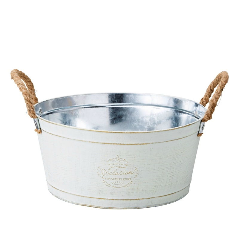 ケー・イー・アイ ブリキポット グレイスフル サークル L ホワイト 4871-A 1個(ご注文単位2個)【直送品】