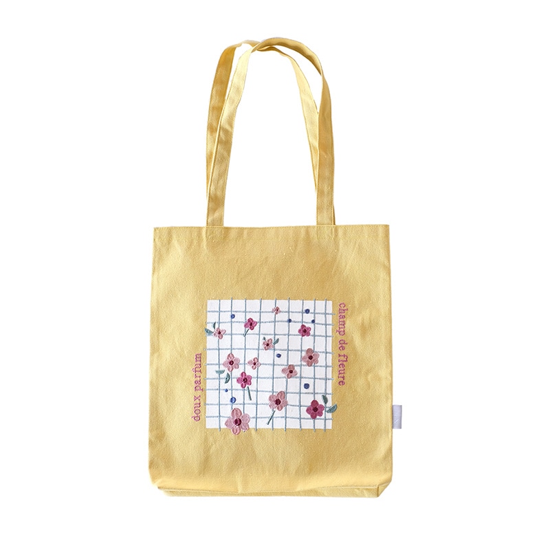 ケー・イー・アイ 刺繍トートバッグ 大 グリッドフラワー IT001