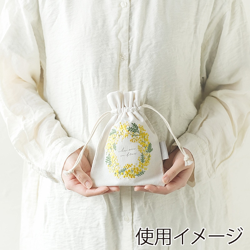 専用出品【ミモザ様】 ケー・イー・アイ 刺繍巾着袋 ミモザ IT004-3 1個（ご注文単位2個