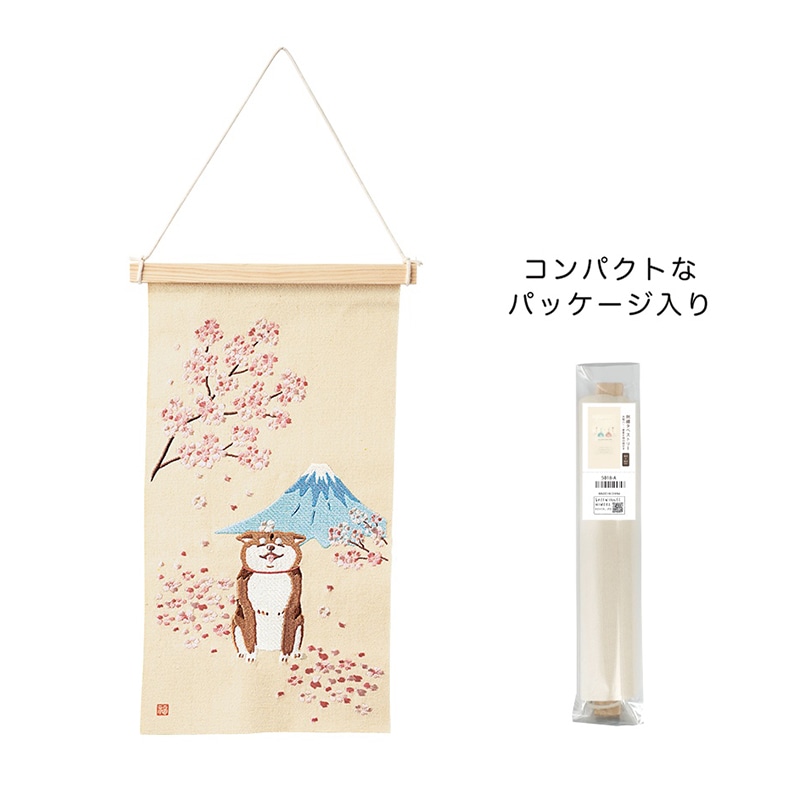ケー・イー・アイ 刺繍タペストリー S 桜富士柴犬 5211-B 1個(ご注文単位2個)【直送品】