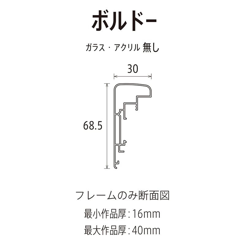 アルナ コレクションケース・仮縁　ボルドー M-30　909×606mm 宗達フレーム 1個（ご注文単位1個）【直送品】