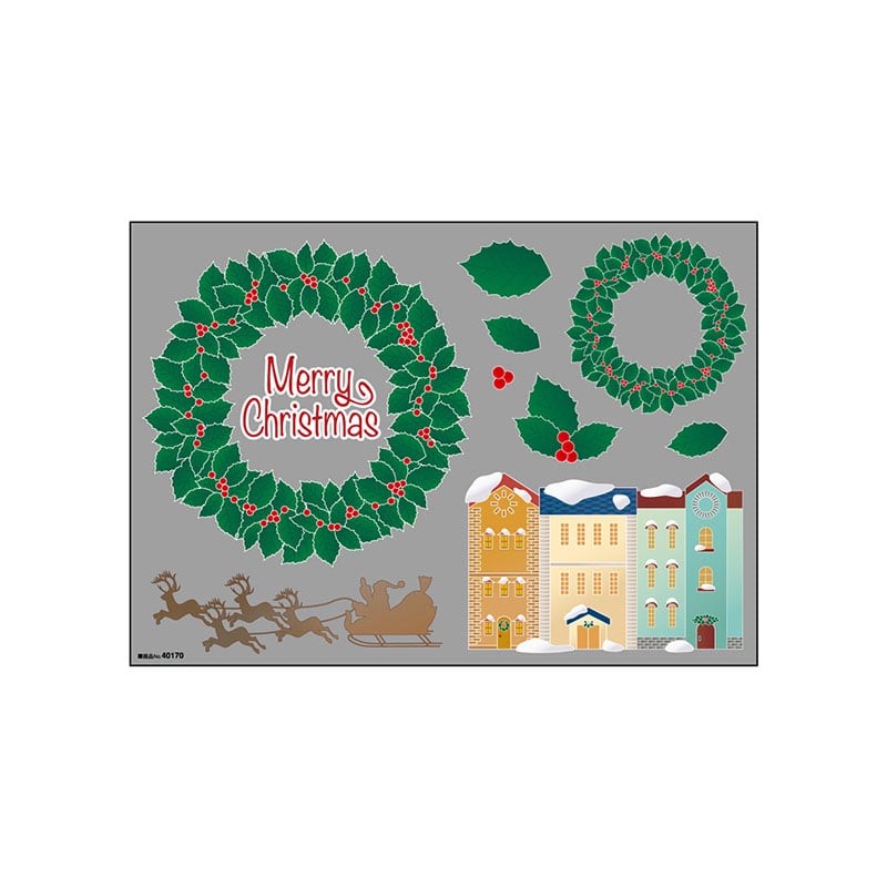 P・O・Pプロダクツ ウィンドウシール  40170　Christmas　リース 1枚（ご注文単位1枚）【直送品】