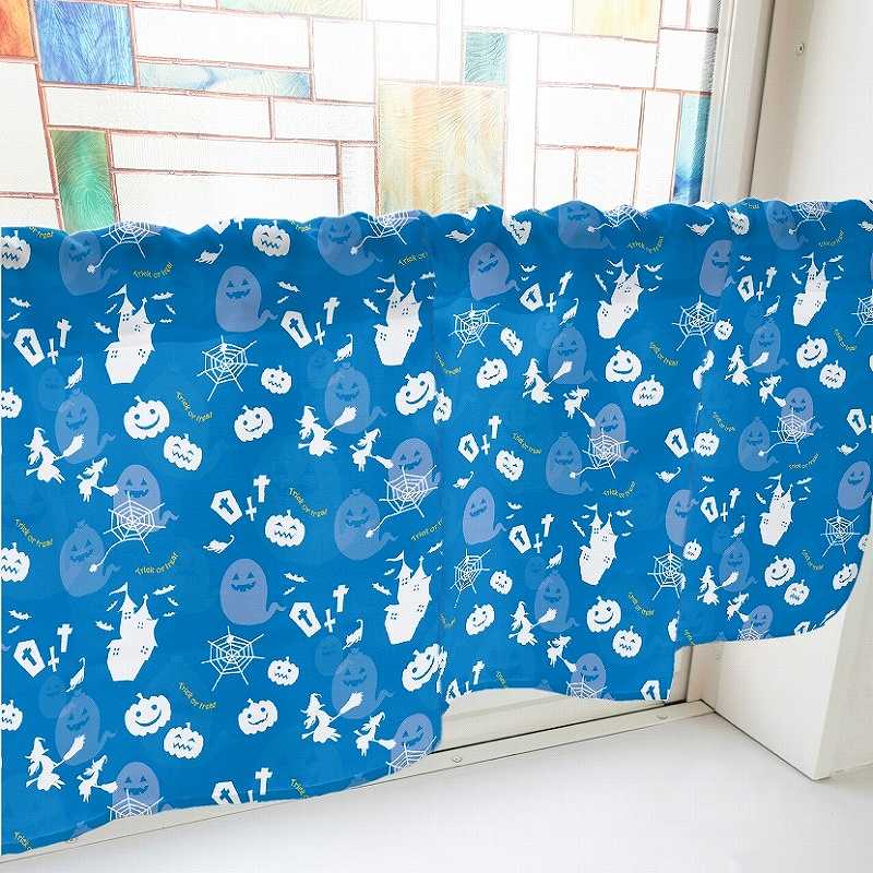 P・O・Pプロダクツ カフェカーテン W800 41146 ハロウィン 青 1枚(ご注文単位1枚)【直送品】