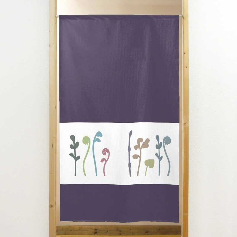 紫の市松模様の暖簾 のれん 85cm幅 90cm丈 和風 おしゃれ タペストリー