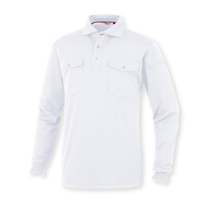 カンサイユニフォーム 長袖ポロシャツ 白 4L 14404 1枚（ご注文単位1枚