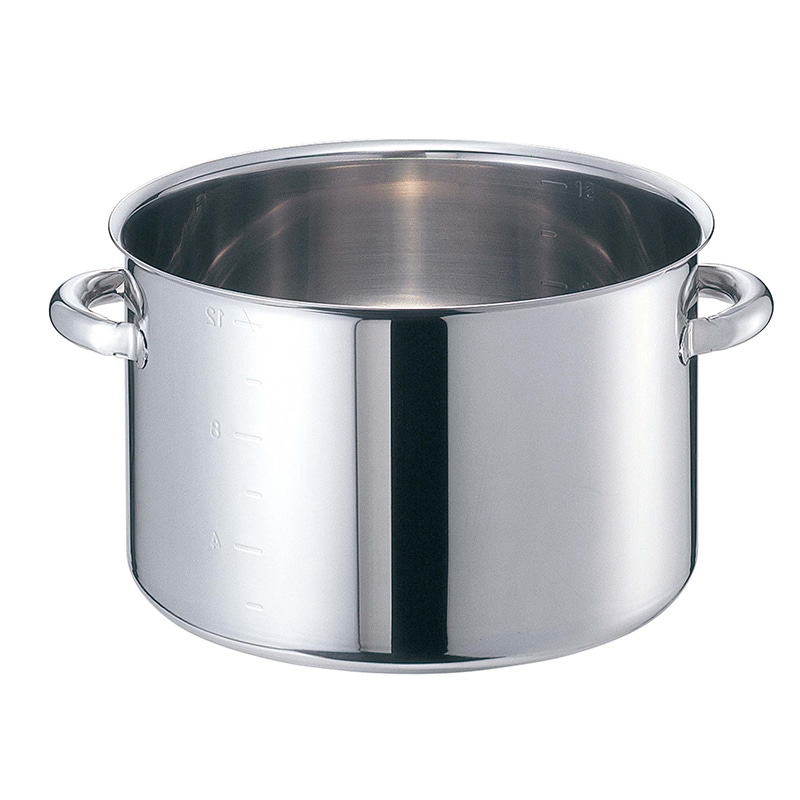 寸胴鍋 半寸胴鍋(目盛付)30cm EBM モリブデンジII 蓋無 ｜EBM モリブデンジII 半寸胴鍋(目盛付)30cm 蓋無｜寸胴鍋