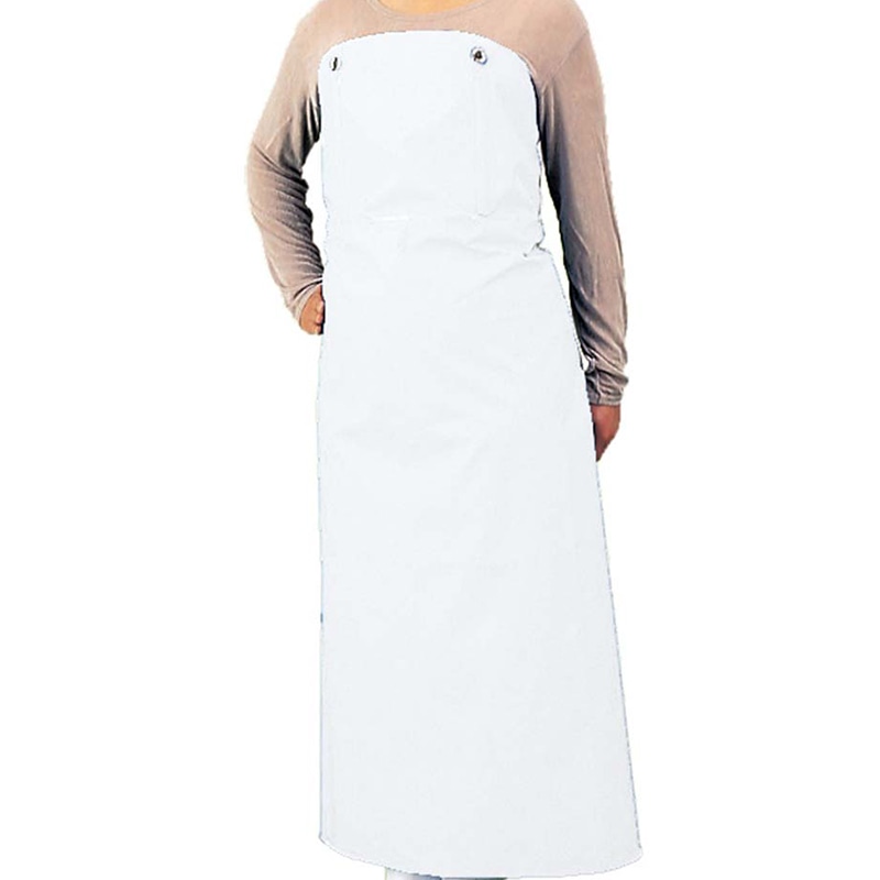 ワンタッチ防水 エプロン ホワイト 900×1150 水産用 ワンタッチ胸付前掛 防水・耐油タイプ・90cmｘ110cm