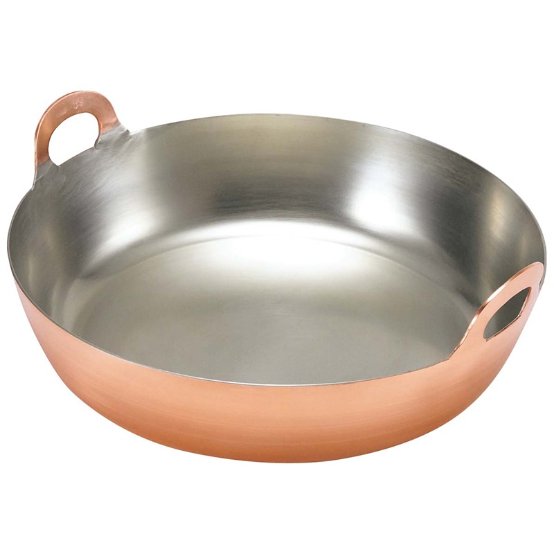 EBM 業務用 純銅鍋 天ぷら鍋 揚鍋 両手鍋 直径39cm 板厚2.2mm EBM 業務用 純銅鍋 天ぷら鍋 揚鍋 両手鍋 直径39cm 板厚2.2