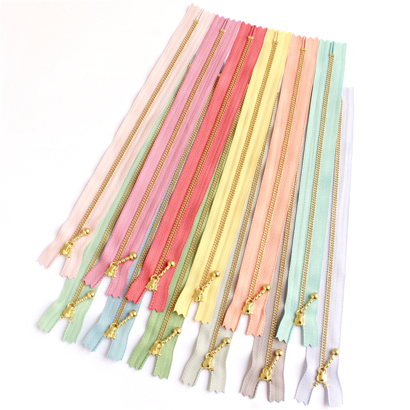 日本紐釦貿易 Y.K.K 玉付きファスナー ニュアンスカラー12色セット 25cm ゴールド 3G25-N12MIX （ご注文単位1セット）【直送品】