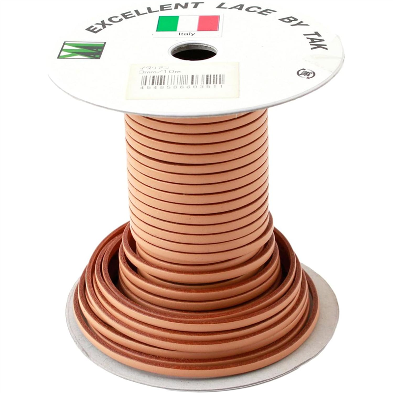 日本紐釦貿易 イタリア製本革コード 3ｍｍ幅 10ｍ巻 ベージュ YC3-10M-40 （ご注文単位1巻）【直送品】