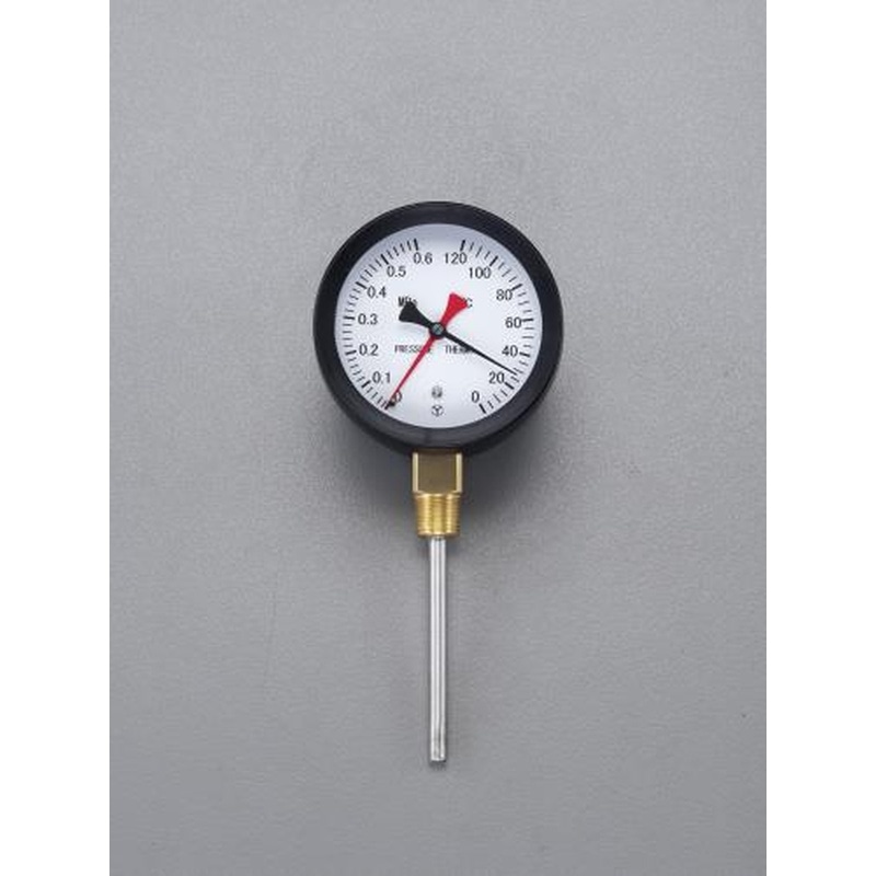 エスコ EA729PA-11 0-120℃/0-0.3MPa/φ88mm水高計(立型) 1個(ご注文単位1個)【直送品】