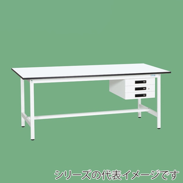 サカエ 軽量作業台KAタイプ(キャビネット付・中板付) KA-159CTMW サカエ 軽量作業台KAタイプ 抗菌加工 キャビネット1段付 中板付 900