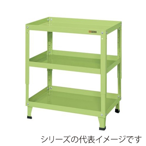 サカエ スーパーワゴン 高さ調整固定タイプ 3段 グリーン TEKN-400 1台