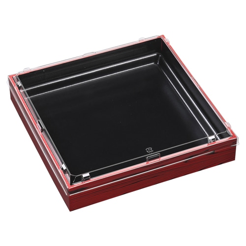 エフピコ 折箱 WPS角 本体蓋付き 270-270V エコ 赤焼板目黒 10枚/袋