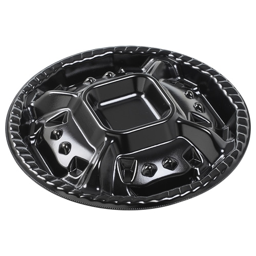 エフピコ オードブル容器 シェルトプラッター 本体 丸20 黒 25枚/袋(ご注文単位12袋)【直送品】