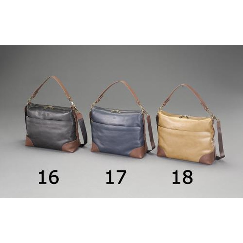 エスコ EA927BK-17 380x320x140mm高級ショルダーバッグ(紺) 1個(ご注文単位1個)【直送品】