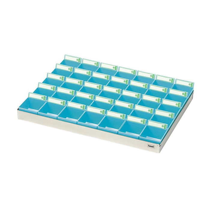 投薬トレー 35人用 ST-35B ステン/ブルー 1個(ご注文単位1個)【直送品】