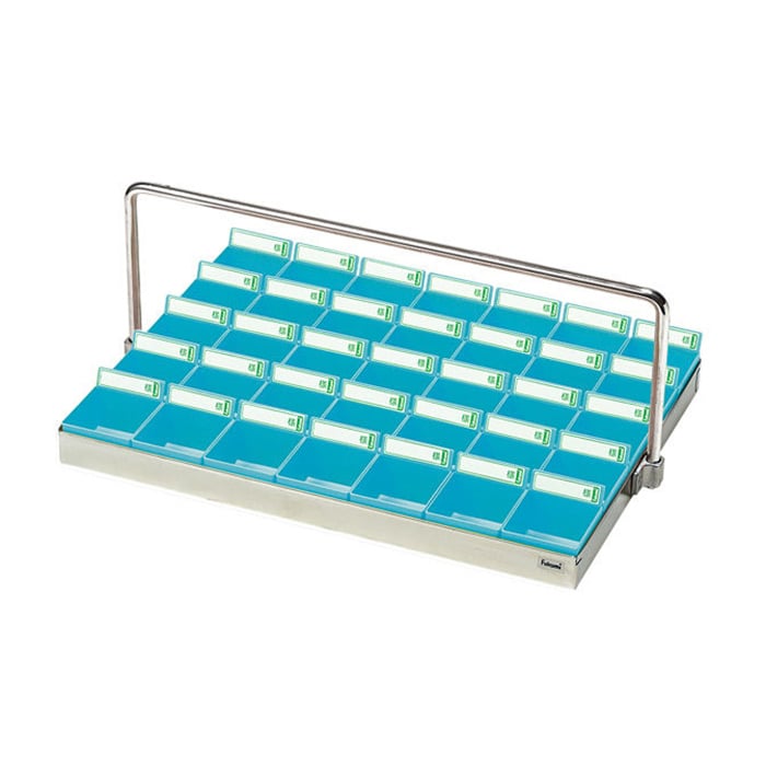 投薬トレー 35人用 ハンガー付 ST-35BH ステン/ブルー 1個(ご注文単位1個)【直送品】