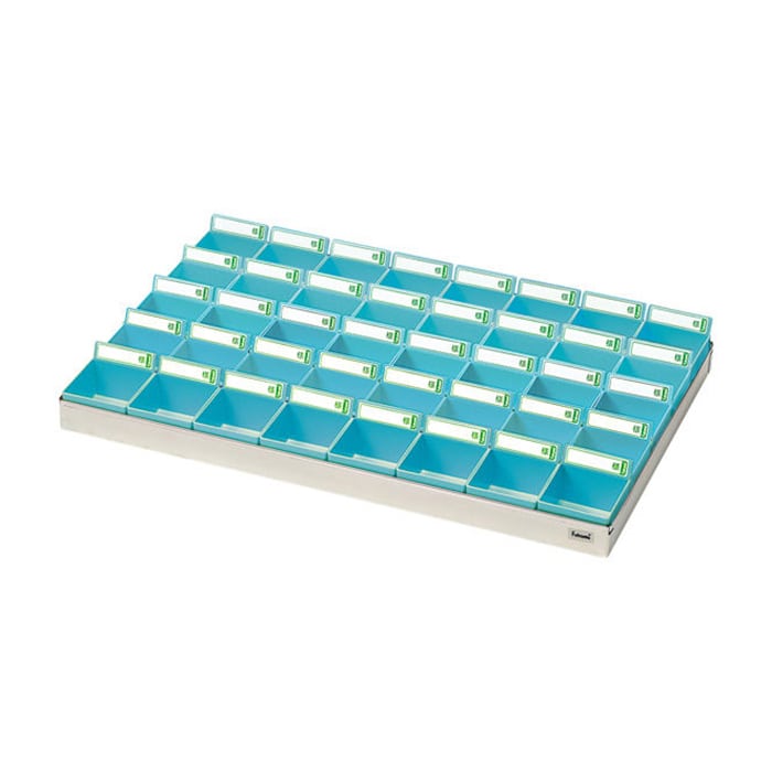 投薬トレー 40人用 ST-40B ステン/ブルー 1個(ご注文単位1個)【直送品】