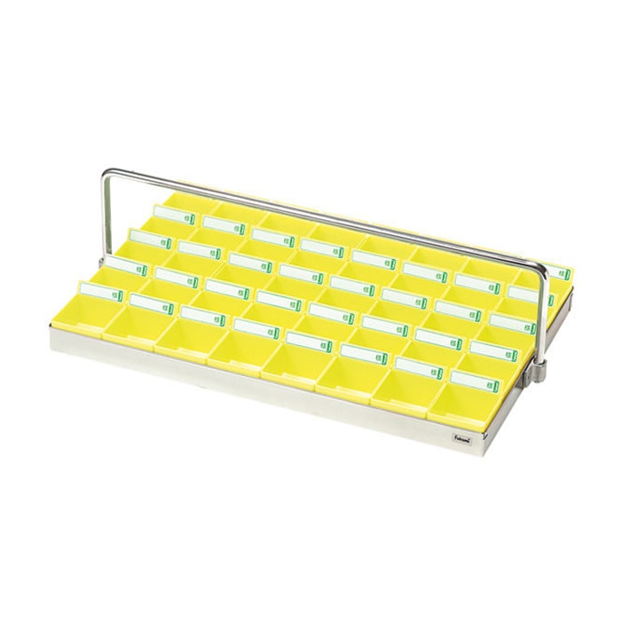 投薬トレー 40人用 ハンガー付 ST-40YH ステン/イエロー 1個(ご注文単位1個)【直送品】