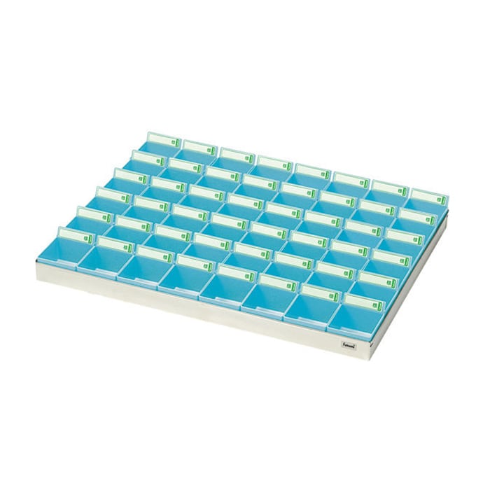 投薬トレー 48人用 ST-48B ステン/ブルー 1個(ご注文単位1個)【直送品】