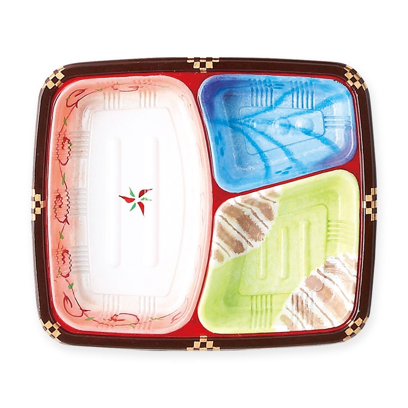 アヅミ産業 配食容器　本体 T-24-A 三彩 50枚/袋（ご注文単位18袋）【直送品】