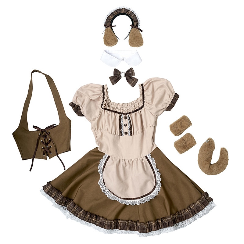 クリアストーン　犬　モカメイド 篠原みなみちゃんコラボ》 コスプレ いぬ 柴犬 アニマル メイド