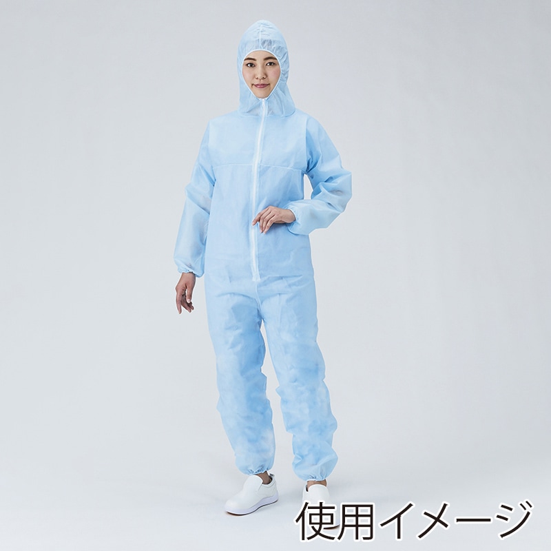 メディテックジャパン フード付 ジャンプスーツ LL FJSB-LL ブルー 50