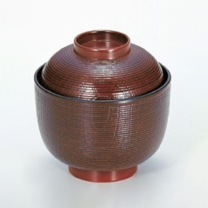 若泉漆器 3寸千筋ケヤキ小吸椀 栃 W-2-2 1個(ご注文単位1個)【直送品】