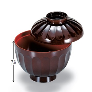 若泉漆器 3.6寸菊形吸椀 溜内朱 W-2-14 1個(ご注文単位1個)【直送品】