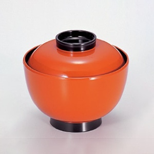 若泉漆器 3.8寸仙才椀 朱つば黒 W-2-19 1個(ご注文単位1個)【直送品】