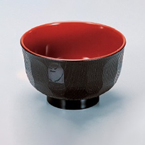 若泉漆器 亀甲木目汁椀 黒内朱 W-2-27 1個(ご注文単位1個)【直送品】