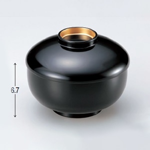若泉漆器 三笠煮物椀 黒内朱つば金 W-10-11 1個(ご注文単位1個)【直送品】