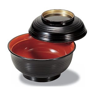 若泉漆器 美里千筋丼　黒内朱つば金  1-214-1 1個（ご注文単位1個）【直送品】