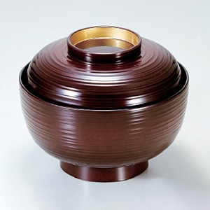 若泉漆器 5寸平筋丼　溜つば金  1-215-9 1個（ご注文単位1個）【直送品】