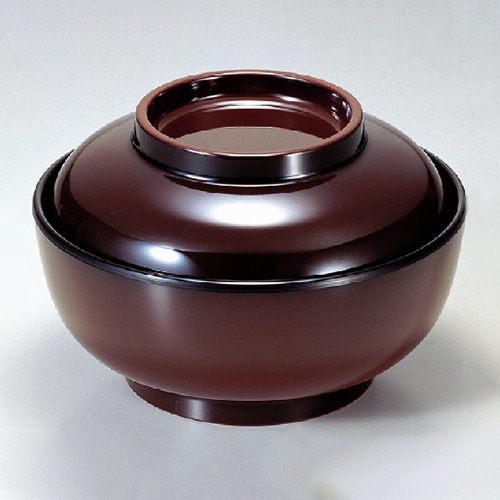 若泉漆器 耐熱観月丼　溜　親 ST-3 1-215-10 1個（ご注文単位1個）【直送品】