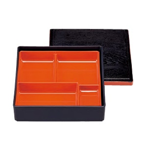 ① 8.5寸松花堂用 DX幕の内仕切 朱天黒 中古品 5個