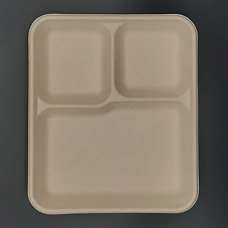 ムギ・タケ プレート(50枚入) 18cm AGM-08 ダイモン エコ容器 ムギ＆タケトレイ 5Partition AGM-18 50枚（ご注文