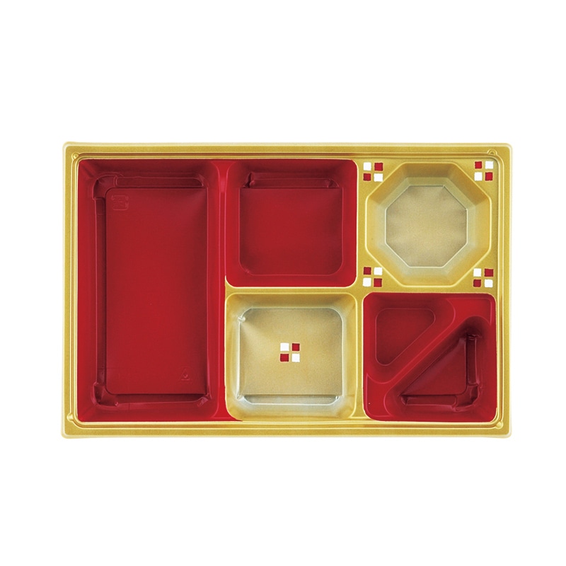 アヅミ産業 幕の内弁当容器 本体 T-90-60-I 赤金 50枚/袋（ご注文単位