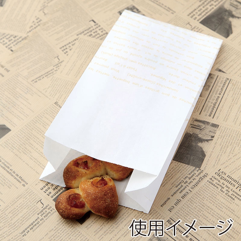 耐油紙　紙袋　食パン袋に。300枚 大阪ポリエチレン販売株式会社 レシピ柄耐油紙マチ付袋 大 No