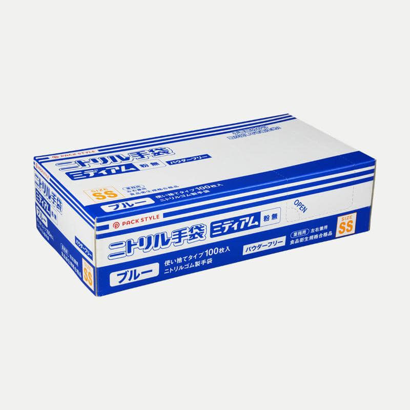 パックスタイル 新ニトリル手袋 ミディアム 青 SS 粉無 100枚入 00674475 100枚/箱(ご注文単位30箱)【直送品】
