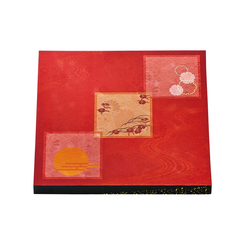 北原産業 紙ボックス二段弁当容器 70-70 朱染 睦月／八重山セット SHU