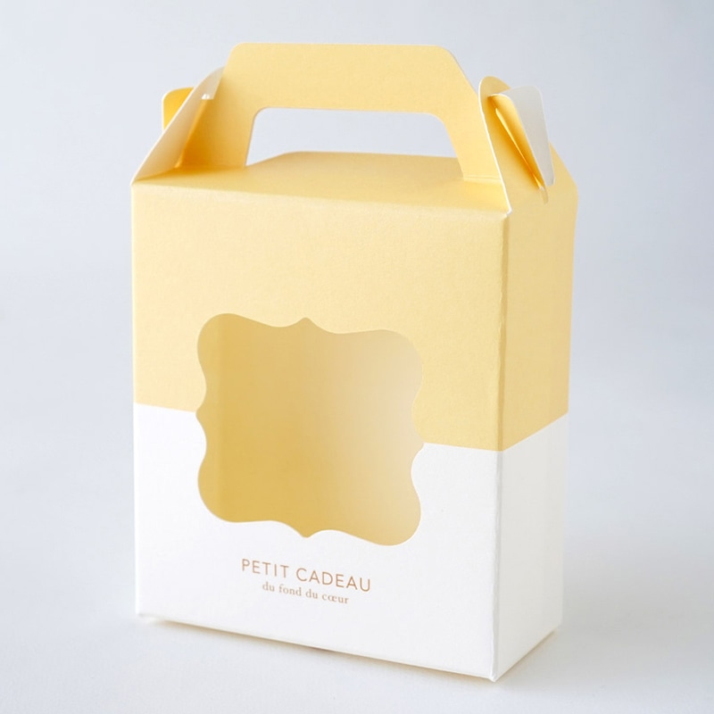 窓付き手提げギフト箱 イエロー 98538 10枚/束(ご注文単位1束)【直送品】