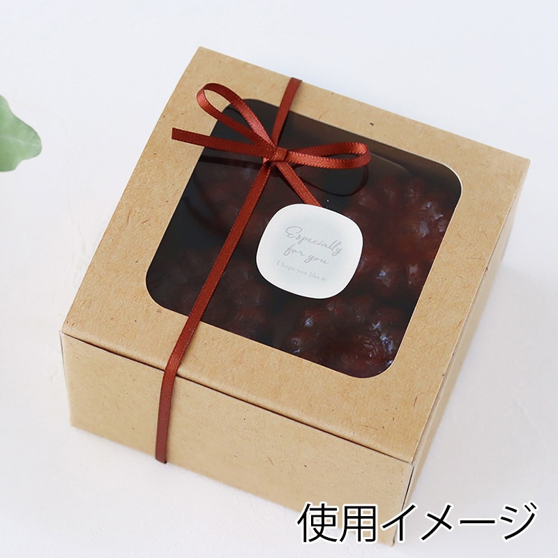 クラフト窓付き箱 105×105×H65mm 98708 5枚/束（ご注文単位1束