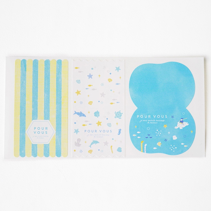 海のいきものヘッダーシール 3種アソート 9片 98196 10冊/束（ご注文