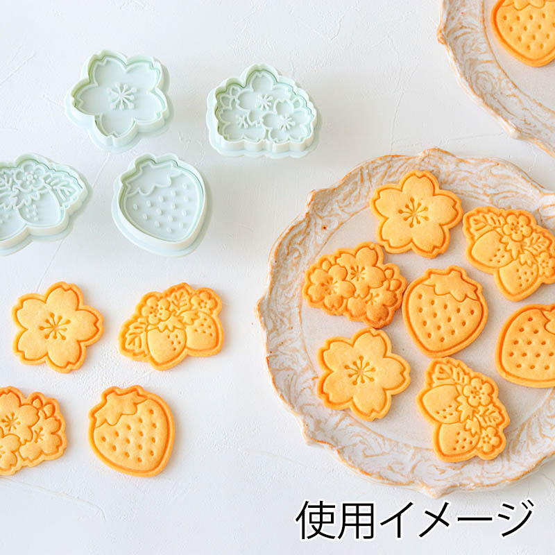 桜といちごクッキー型 桜2種・いちご2種 97928 1個（ご注文単位1個