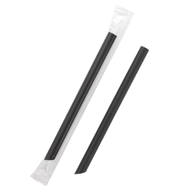 シバセ工業 ストレートストロー フィルム包装 12×18片尖 黒 170本/箱