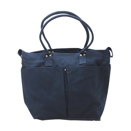 ジェイワークスプランニング キャンバストートバッグ 厚手 マルチポケット S ネイビー JW009 1個(ご注文単位1個)【直送品】